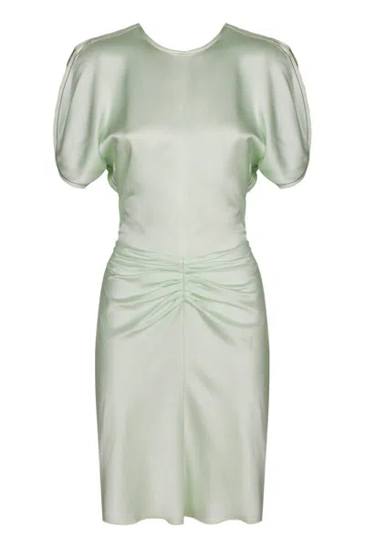 Victoria Beckham Draping Short-sleeve Mini Dress In Green