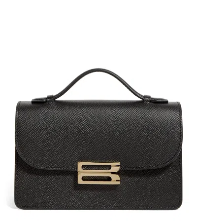 Victoria Beckham Mini Leather B-buckle Dorian Top-handle Bag In Black
