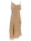 Victoria Beckham Mini Loose Draped Dress With Ruches In Viscose Blend Woman In Brown