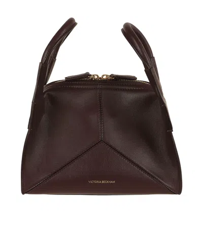 Victoria Beckham Mini Plié Leather Tote Bag In Burgundy