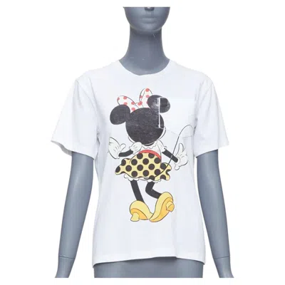 Pre-owned Victoria Beckham Minnie Mouse Print White Cotton Tshirt Uk2 Xxs