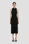 Victoria Beckham Sleeveless Zipped Front Ribbed-knit Midi Dress In Black