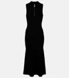 Victoria Beckham Sleeveless Zipped Front Ribbed-knit Midi Dress In Black