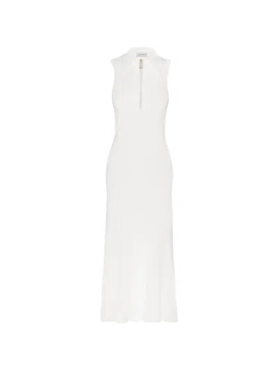 Victoria Beckham Mira Zip-fastening Midi Dress In White