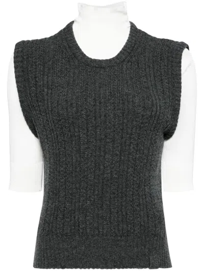 Victoria Beckham Mock-neck Knitted Top In Grey