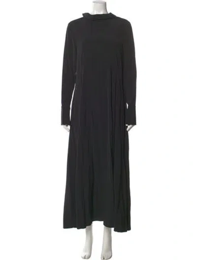 Pre-owned Victoria Beckham Mock Neck Long Dress In Black
