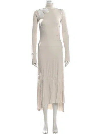 Pre-owned Victoria Beckham Mock Neck Long Dress In Neutral