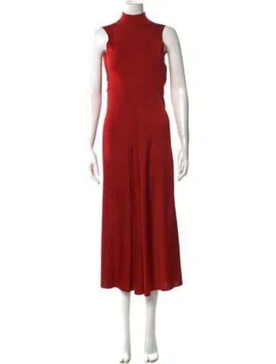 Pre-owned Victoria Beckham Mock Neck Long Dress In Orange