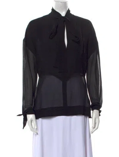 Pre-owned Victoria Beckham Mock Neck Long Sleeve Blouse In Black