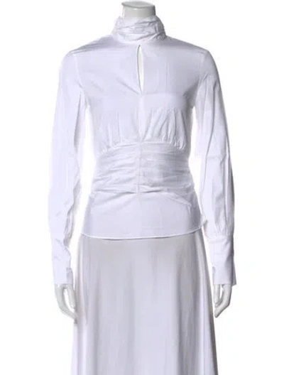 Pre-owned Victoria Beckham Mock Neck Long Sleeve Blouse W/ Tags In White