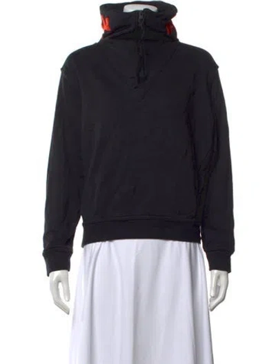 Pre-owned Victoria Beckham Mock Neck Long Sleeve Hoodie In Black