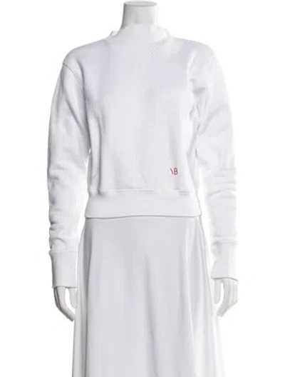 Pre-owned Victoria Beckham Mock Neck Long Sleeve Sweatshirt In White