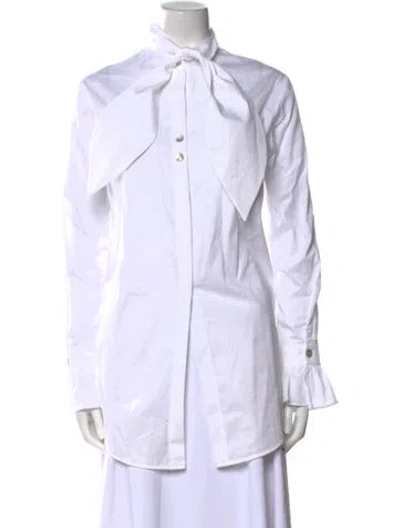 Pre-owned Victoria Beckham Mock Neck Long Sleeve Tunic In White