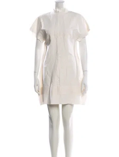 Pre-owned Victoria Beckham Mock Neck Mini Dress In Neutral