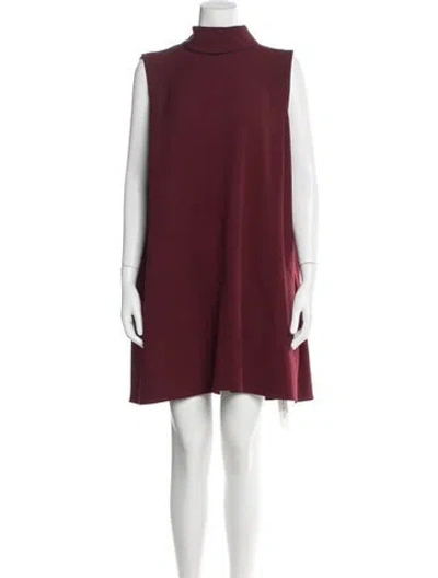 Pre-owned Victoria Beckham Mock Neck Mini Dress W/ Tags In Burgundy