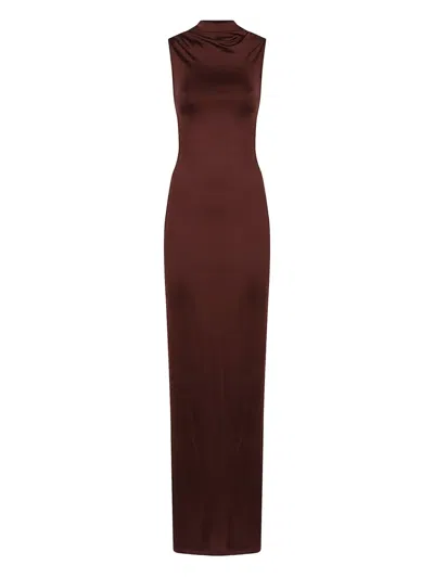 Victoria Beckham Mock-neck Open-back Maxi Dress