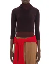 Victoria Beckham Layered High Neck Knit Sweater In Mahogany