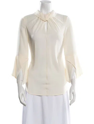 Pre-owned Victoria Beckham Mock Neck Three-quarter Sleeve Blouse In Neutral