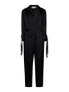 Victoria Beckham Satin Blouse With Belted Waist And Shawl Collar In Black