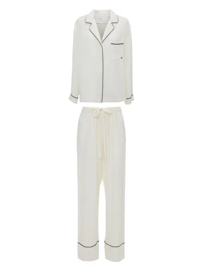 Victoria Beckham Monogram Pyjama Set In White