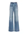 Victoria Beckham Straight Trousers With Belt Loops And Pockets In Blue