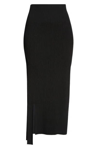 Victoria Beckham Multislit Rib Midi Skirt In Black