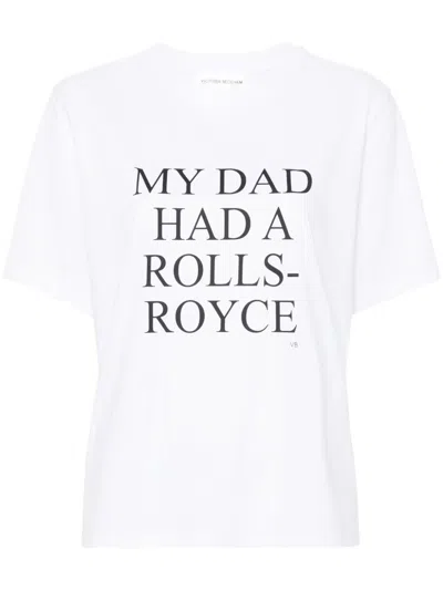 Victoria Beckham Womens White My Dad Had A Rolls-royce Cotton-jersey T-shirt Xl