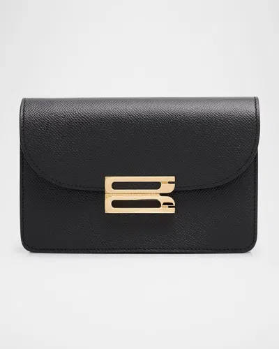 Victoria Beckham Nano Buckle Flap Leather Shoulder Bag In Black