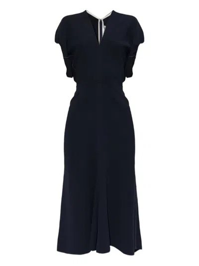 VICTORIA BECKHAM WOMEN NAVY BLUE DRAPED DRESS, S LUXURY DRESSES FOR WOMEN DARVEYS