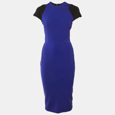 Pre-owned Victoria Beckham Navy Blue Jersey Knit Sheath Dress L