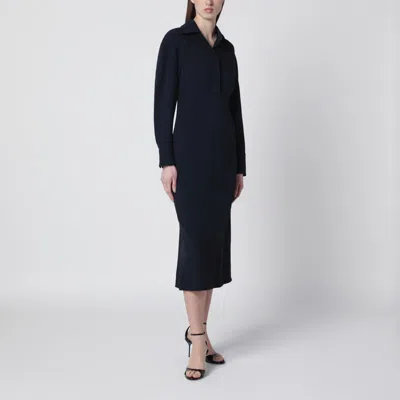 Victoria Beckham Midi Shirt Dress Long Sleeves Pleat Back In Black