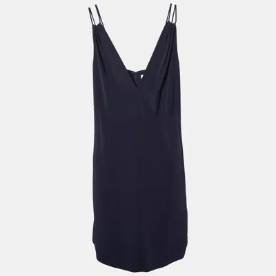 Victoria Beckham Navy Blue Plunge V-neck Mini Dress