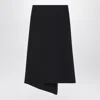 Victoria Beckham Wool Blend Asymmetric Hem Midi Skirt In Black