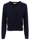 Victoria Beckham Navy Blue Stepped Hem Cardigan In Blue