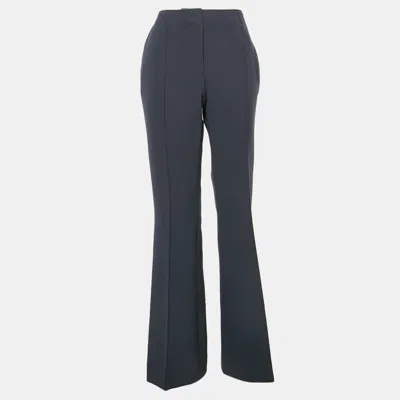 Pre-owned Victoria Beckham Navy Blue Wool Blend Flared Trousers M