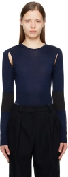 Victoria Beckham Navy Cutout Bodysuit In 550 Navy