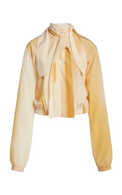 Victoria Beckham Neck Tie Silk Top In Yellow