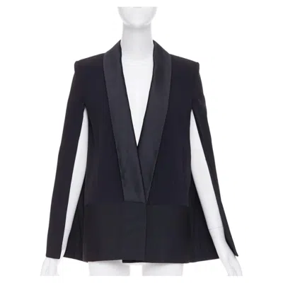 Pre-owned Victoria Beckham No.13 Runway Black Silk Wool Blend Cape Jacket Uk8 S