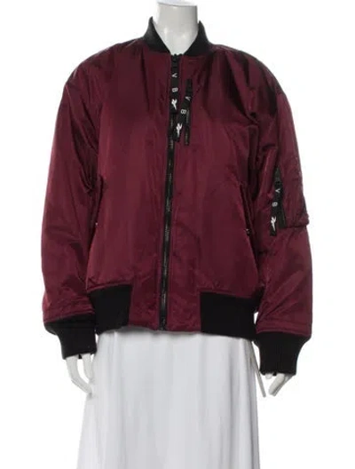 Pre-owned Victoria Beckham Nylon Bomber Jacket In Burgundy