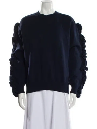 Pre-owned Victoria Beckham Nylon Mock Neck Sweater In Blue