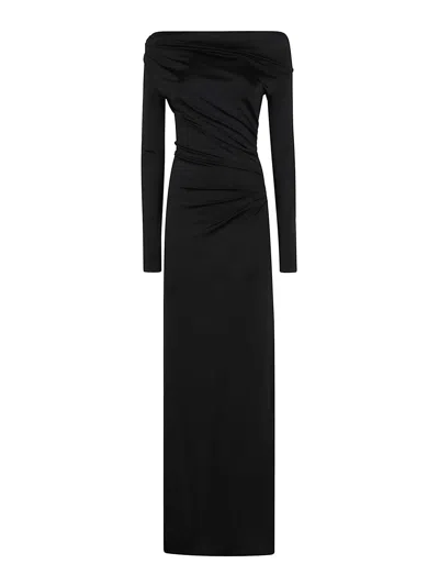 Victoria Beckham Off-shoulder Draped Gown In Black