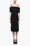 Victoria Beckham Shoulder-baring Dress Slit Spaghetti Straps In Black