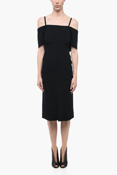 Victoria Beckham Shoulder-baring Dress Slit Spaghetti Straps In Black