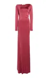 Victoria Beckham Off The Shoulder Jersey Maxi Dress In Pink