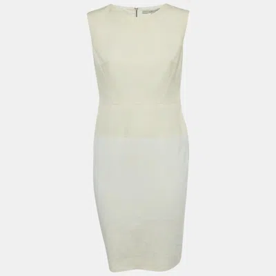Victoria Beckham Off-white Cotton Blend Sleeveless Short Dress In Neutral