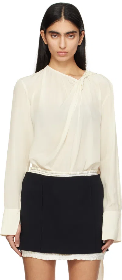 Victoria Beckham Off-white Twist Detail Scarf Blouse In Ivory
