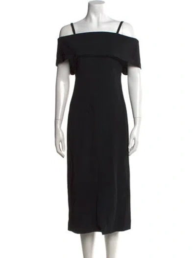 Pre-owned Victoria Beckham Off-the-shoulder Midi Length Dress In Black