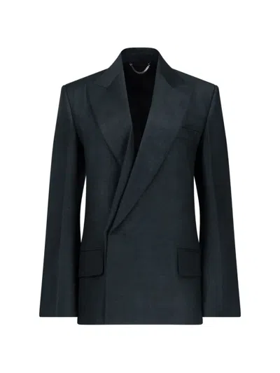 Victoria Beckham Olie Peak-lapel Blazer In Green