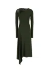 Victoria Beckham Olive Green Jersey Dress In Brown
