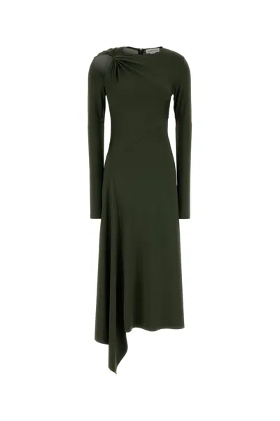Victoria Beckham Olive Green Jersey Dress In Brown
